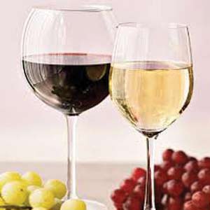 red and white wine